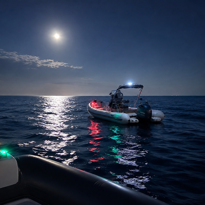 two boats at sea at night safe navigation
