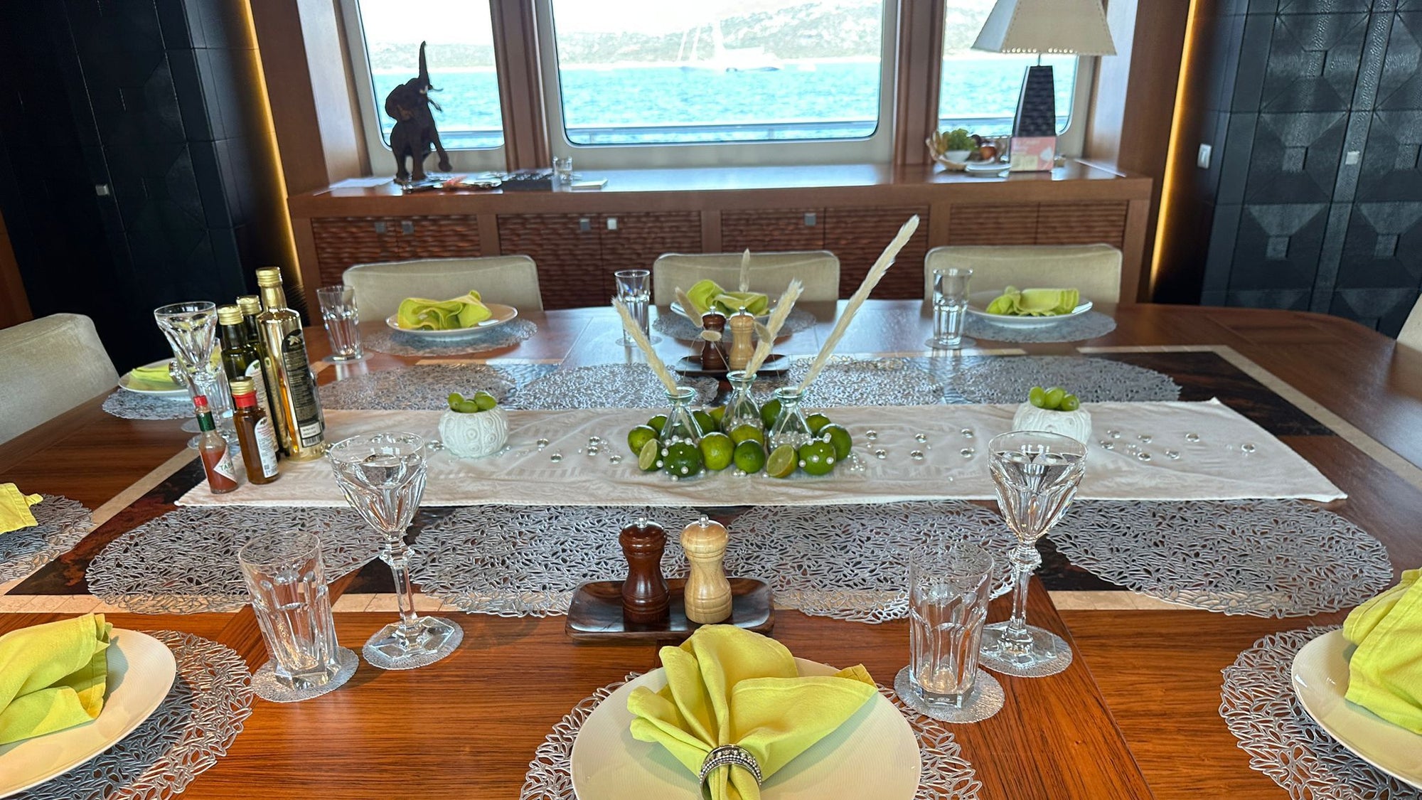 table set by a yacht stewardess on a yacht