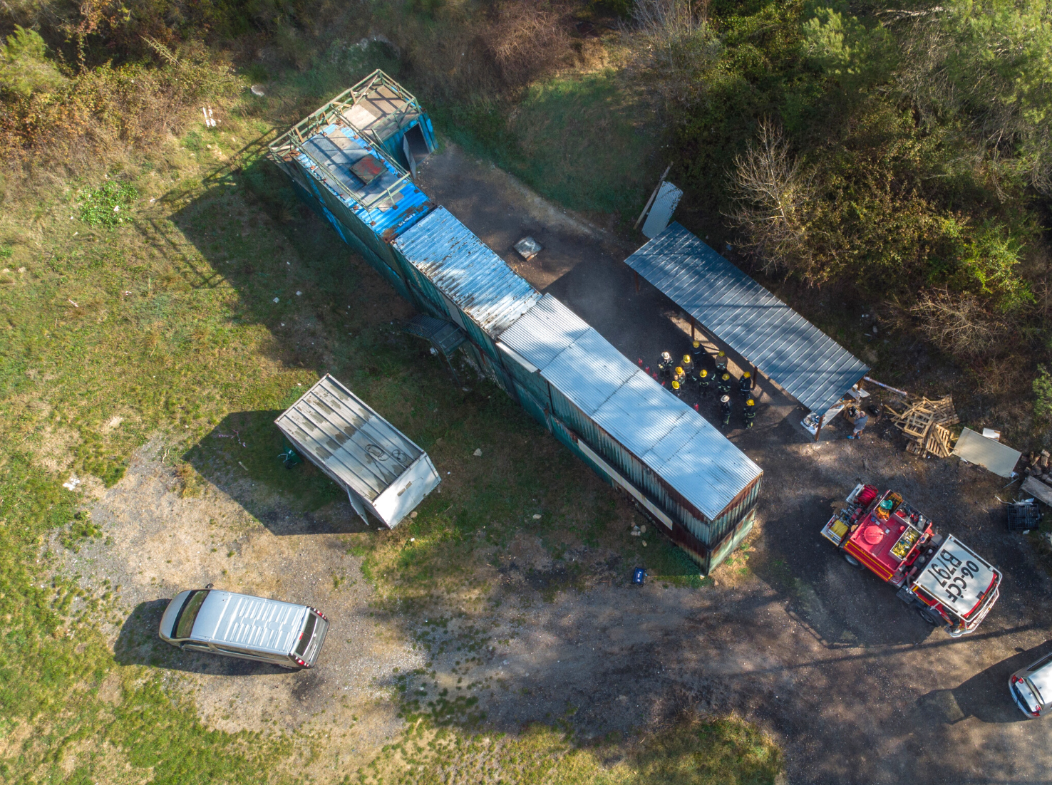 Aerial shoot of Seascope France fire ground in Contes 