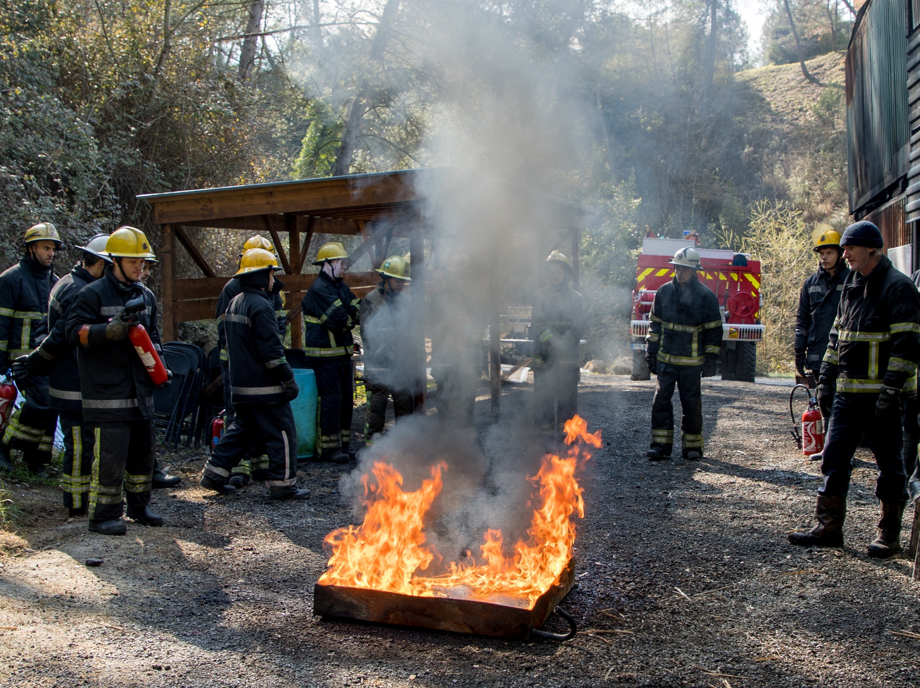 Seascope France students at the fireground during STCW Fire Prevention and Fire Fighting training