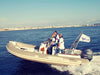 Image of Sammi, Seascope France instructor and 2 students onboard the Capelli tender at sea